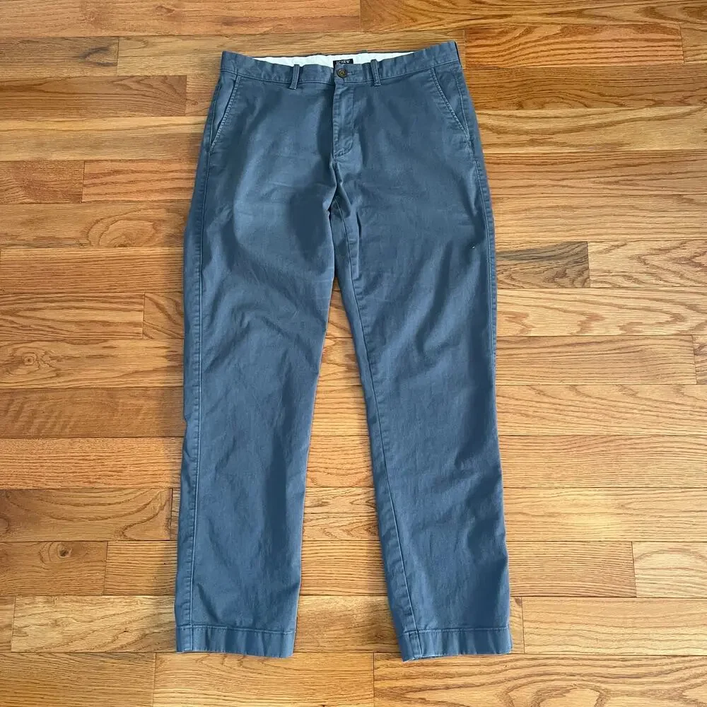 J. Crew Factory Flex Straight Leg Pants Mens 33x30 Blue Chino H3186